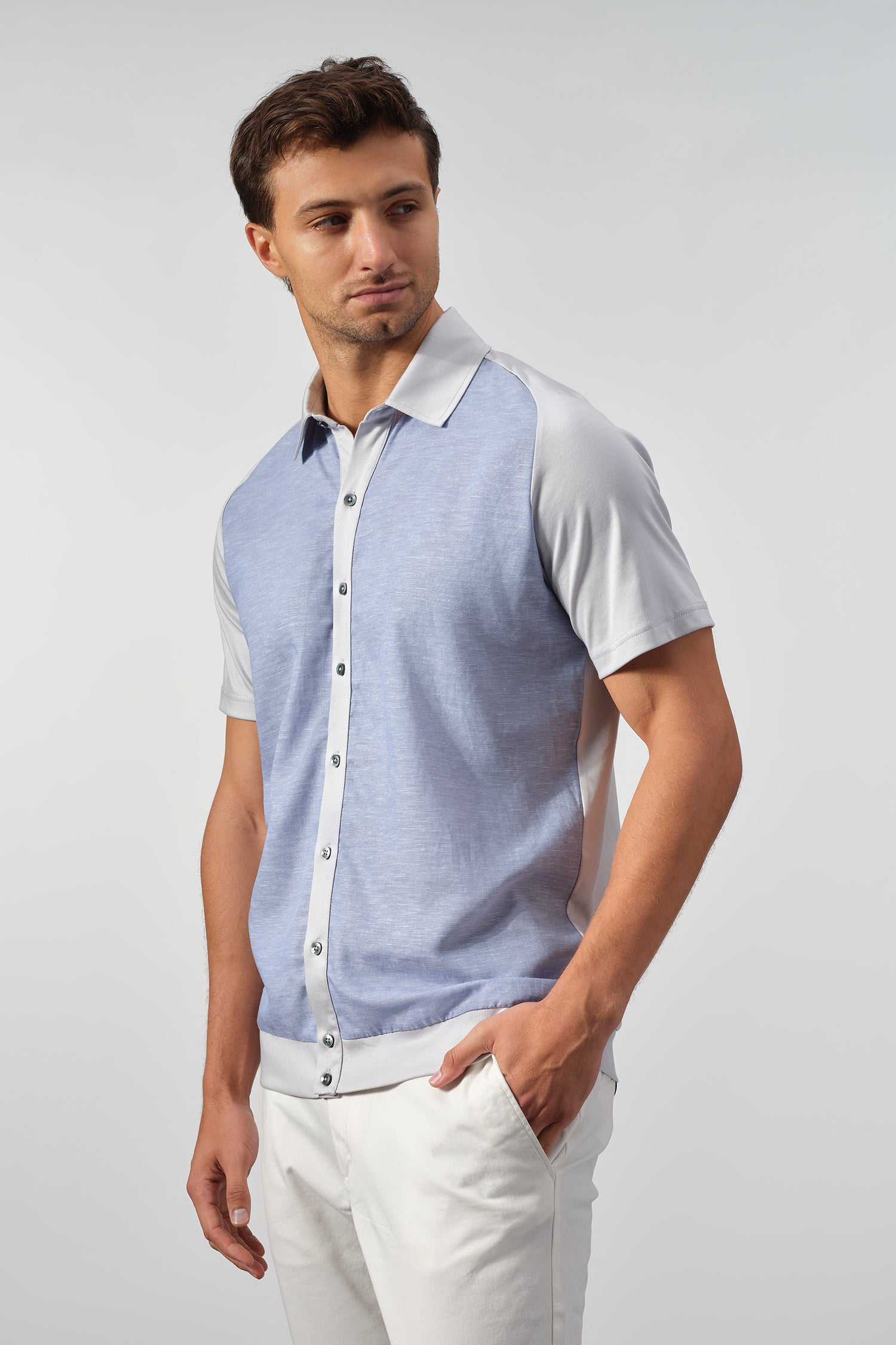 SetaTouch Linen-Tencel Colorblock Polo Shirt - Image 6