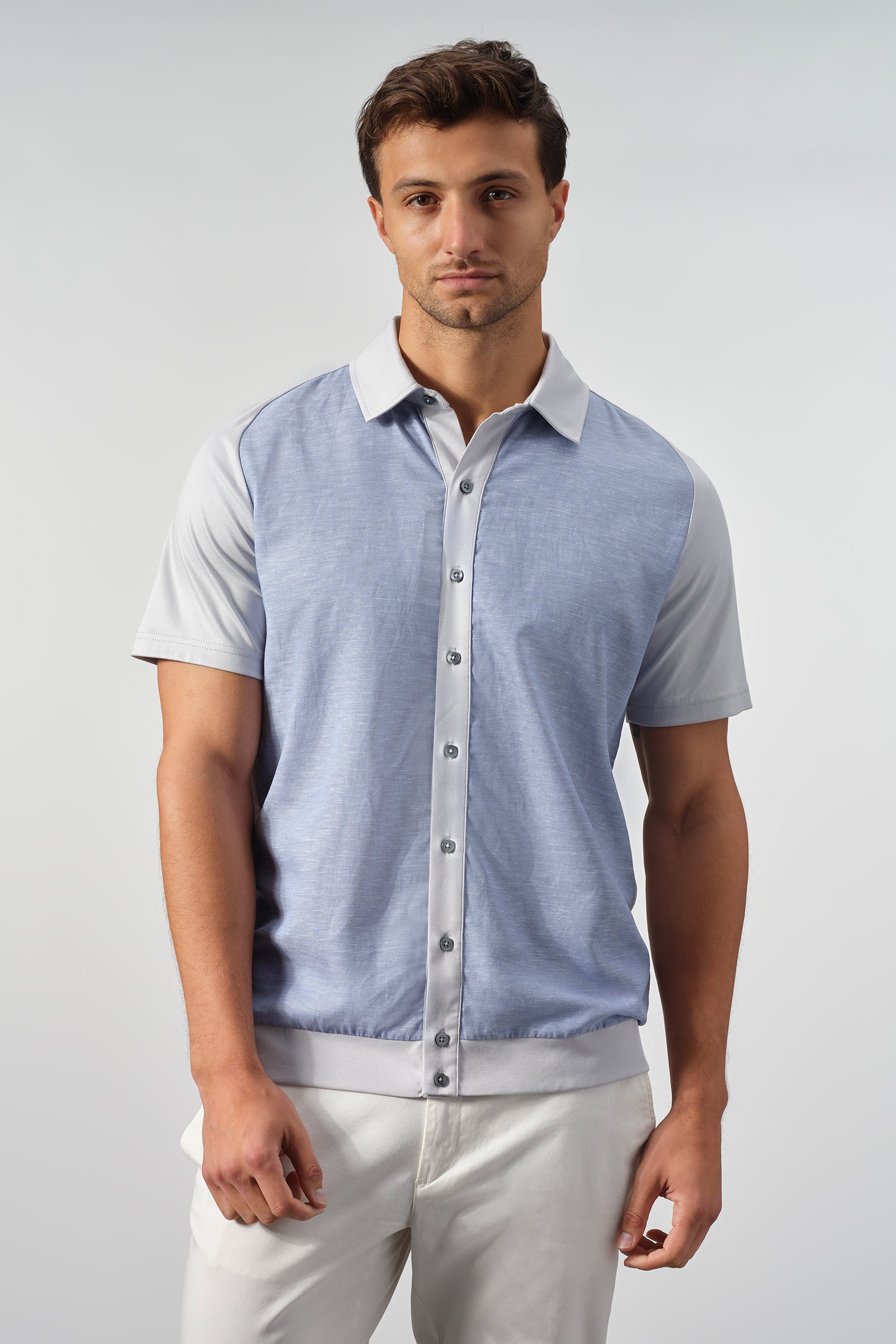 SetaTouch Linen-Tencel Colorblock Polo Shirt - Image 4