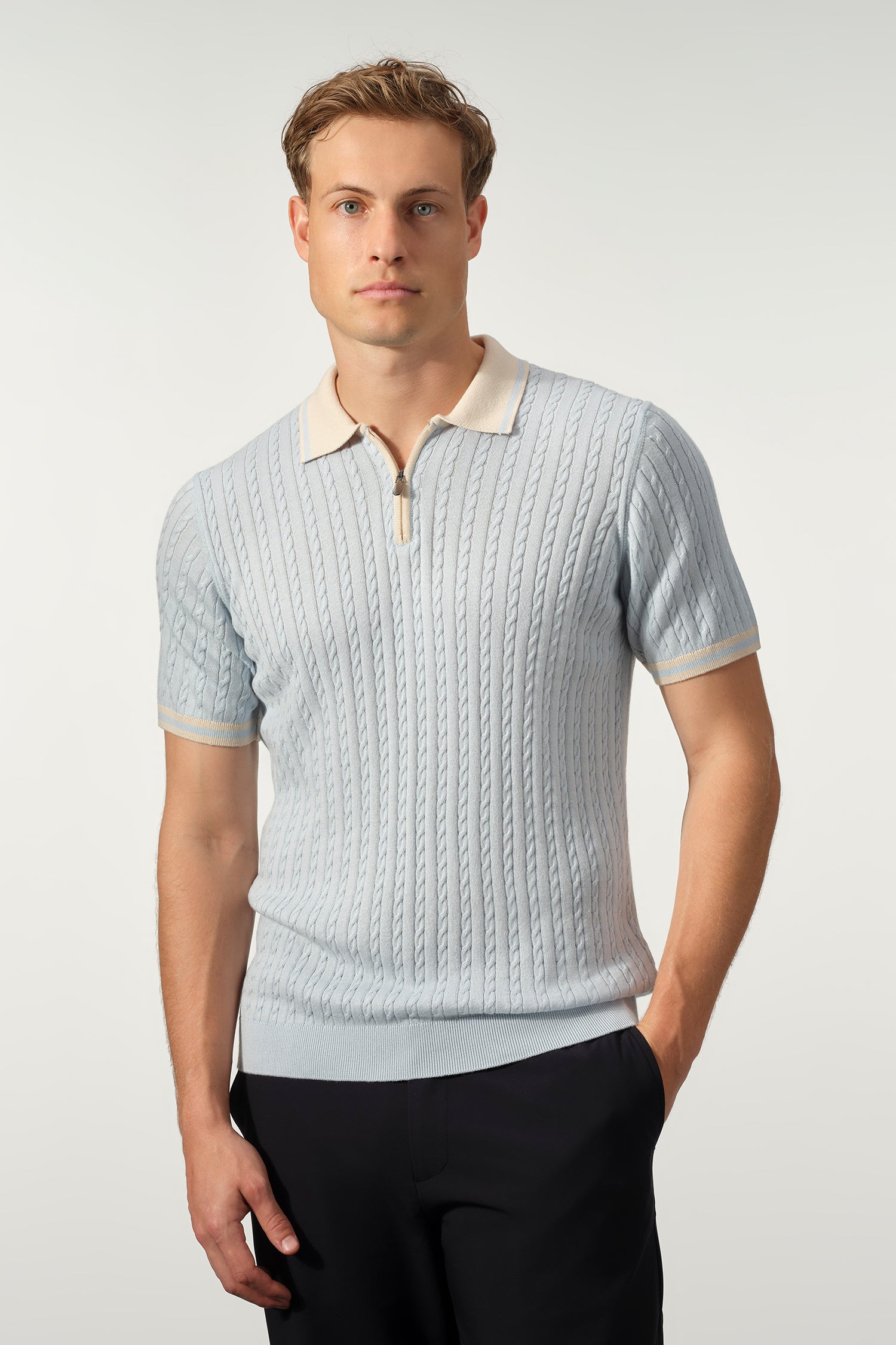Cable Knit Zip Polo - Image 7