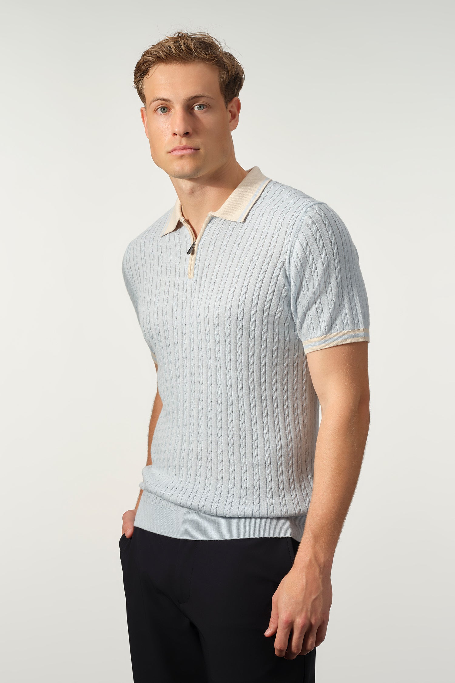Cable Knit Zip Polo - Image 9