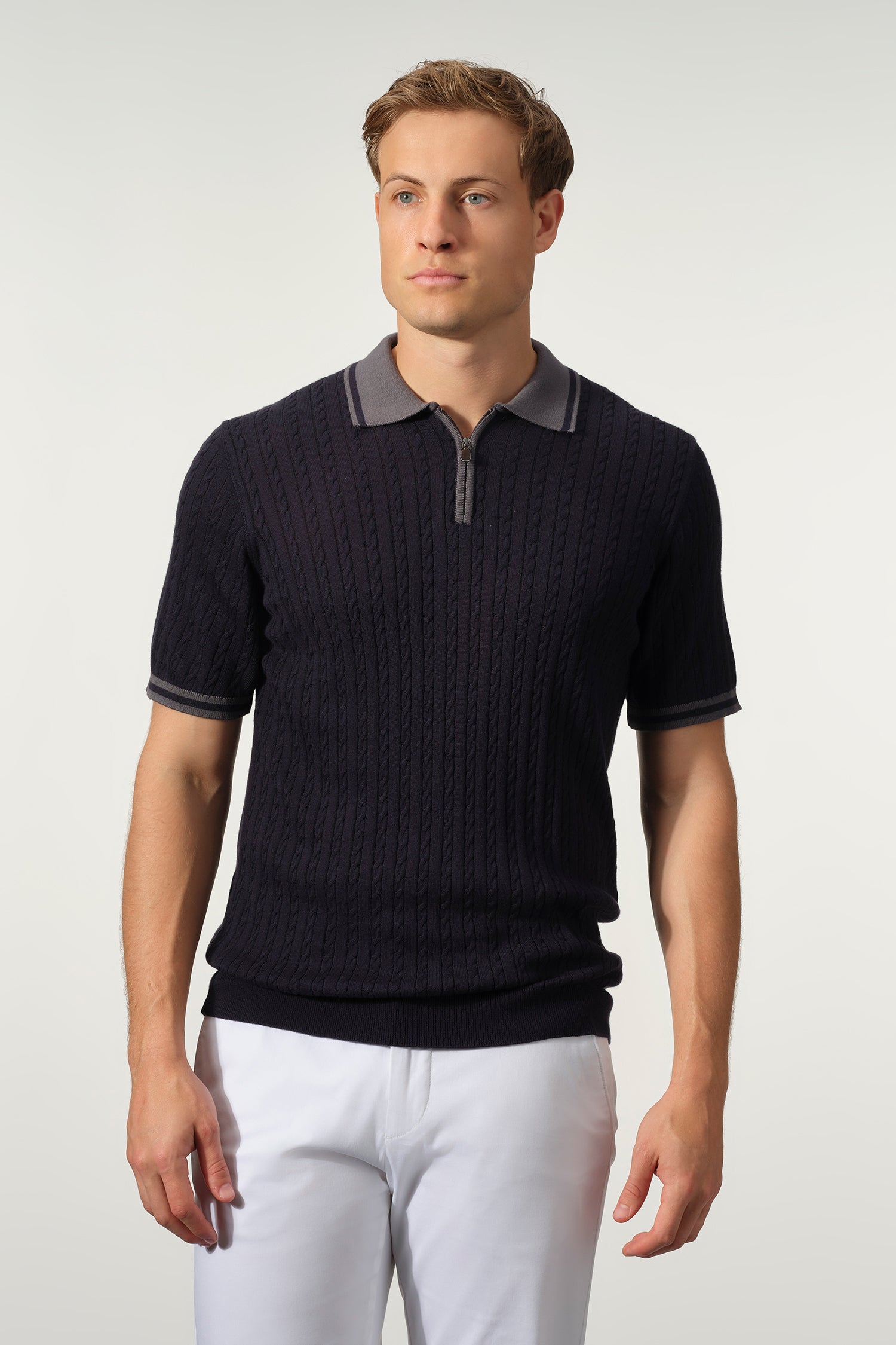 Cable Knit Zip Polo - Image 4