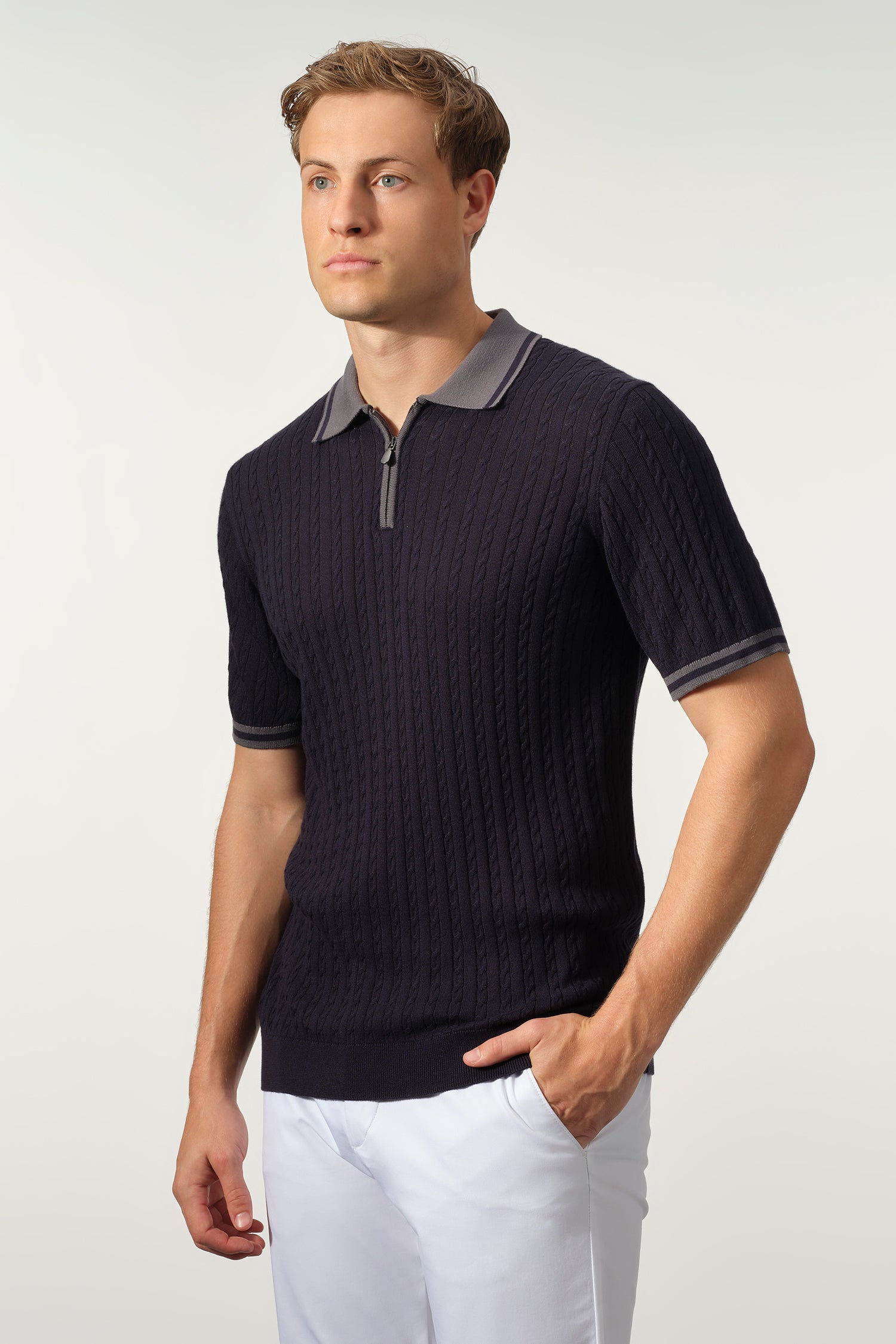 Cable Knit Zip Polo - Image 6
