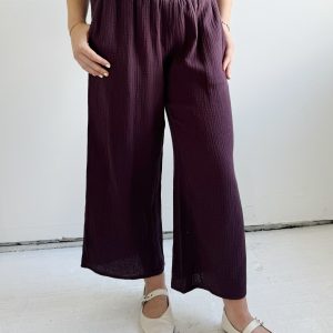 Zoe Smocked Pant - Plum