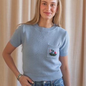 April Floral Knit- Sky