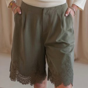 Isabella Lace Shorts - Olive