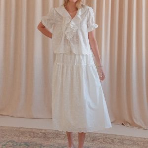 Embroidered Bow Skirt Set