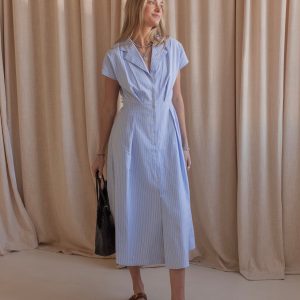 Hannah Pinstripe Midi Dress