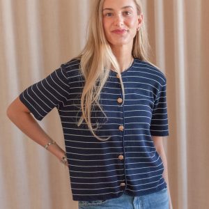 Ava Striped Knit- Navy