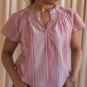 Marcie Gingham Blouse- Red