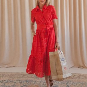 Francis Eyelet Midi Dress