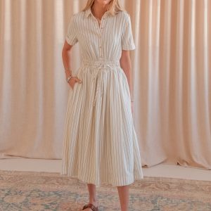 Striped Woven Shirtdress