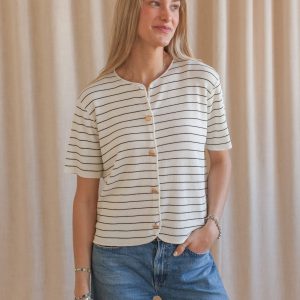 Ava Striped Knit- Ivory