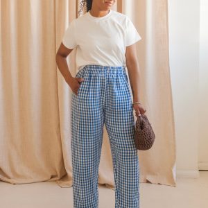 Lizzie Gingham Pants- Blue