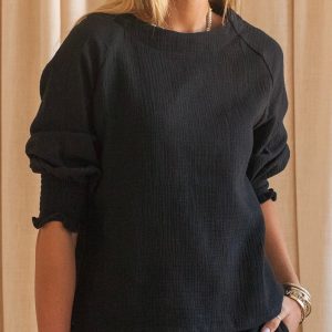 Zoe Peasant Blouse- Black