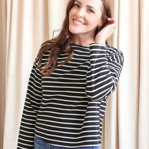 Shelly Stripe Top- White Stripe