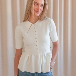 Quinn Peplum Top- White