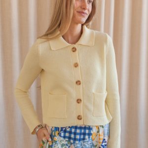 Tia Collared Cardigan- Butter Yellow