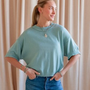 Lilliana Short Sleeve Knit- Sky