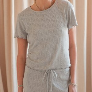 Grey Pointelle Tee