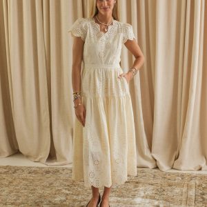 Lucille Eyelet Maxi Dress - Ivory