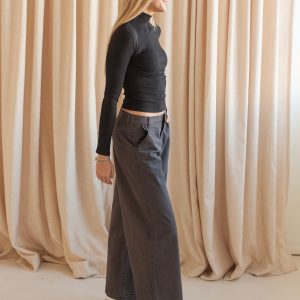 Taylor Wide Leg Pant - Charcoal