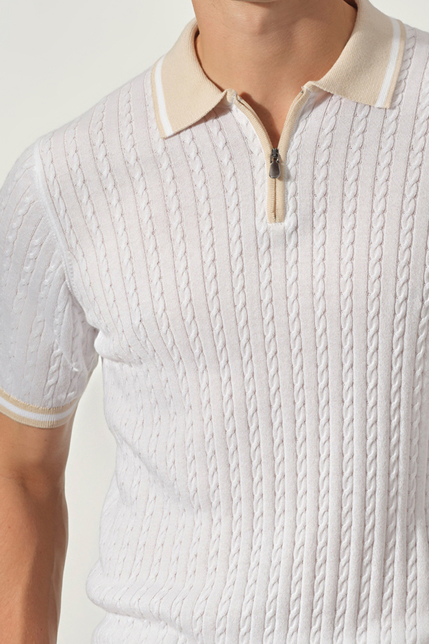 Cable Knit Zip Polo - Image 2