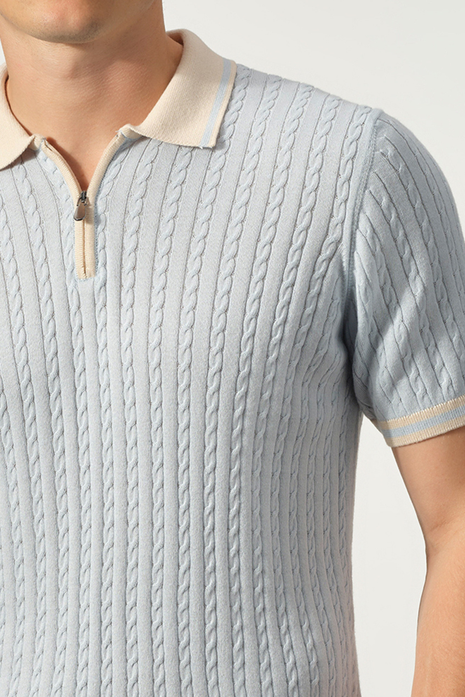 Cable Knit Zip Polo - Image 8