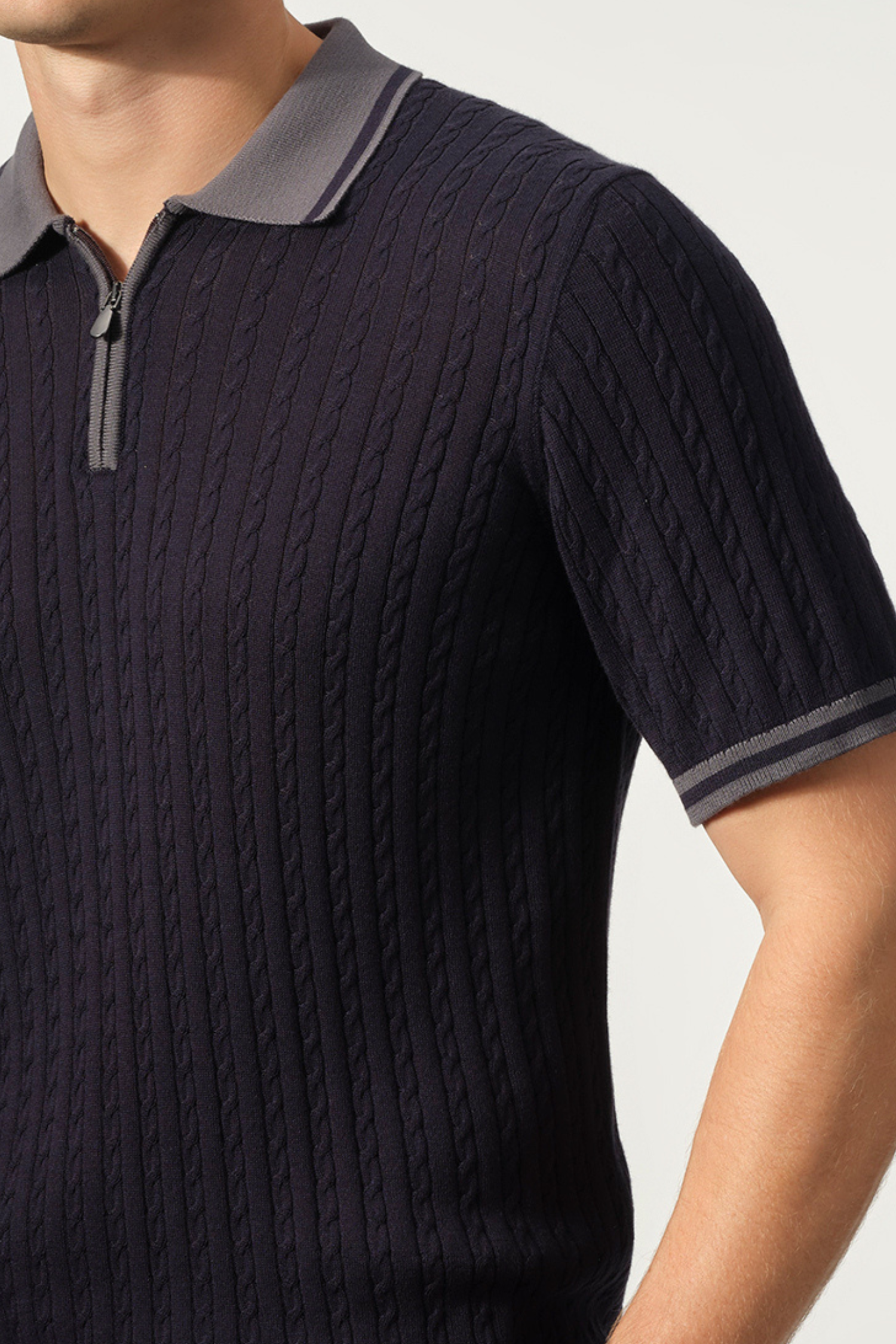 Cable Knit Zip Polo - Image 5